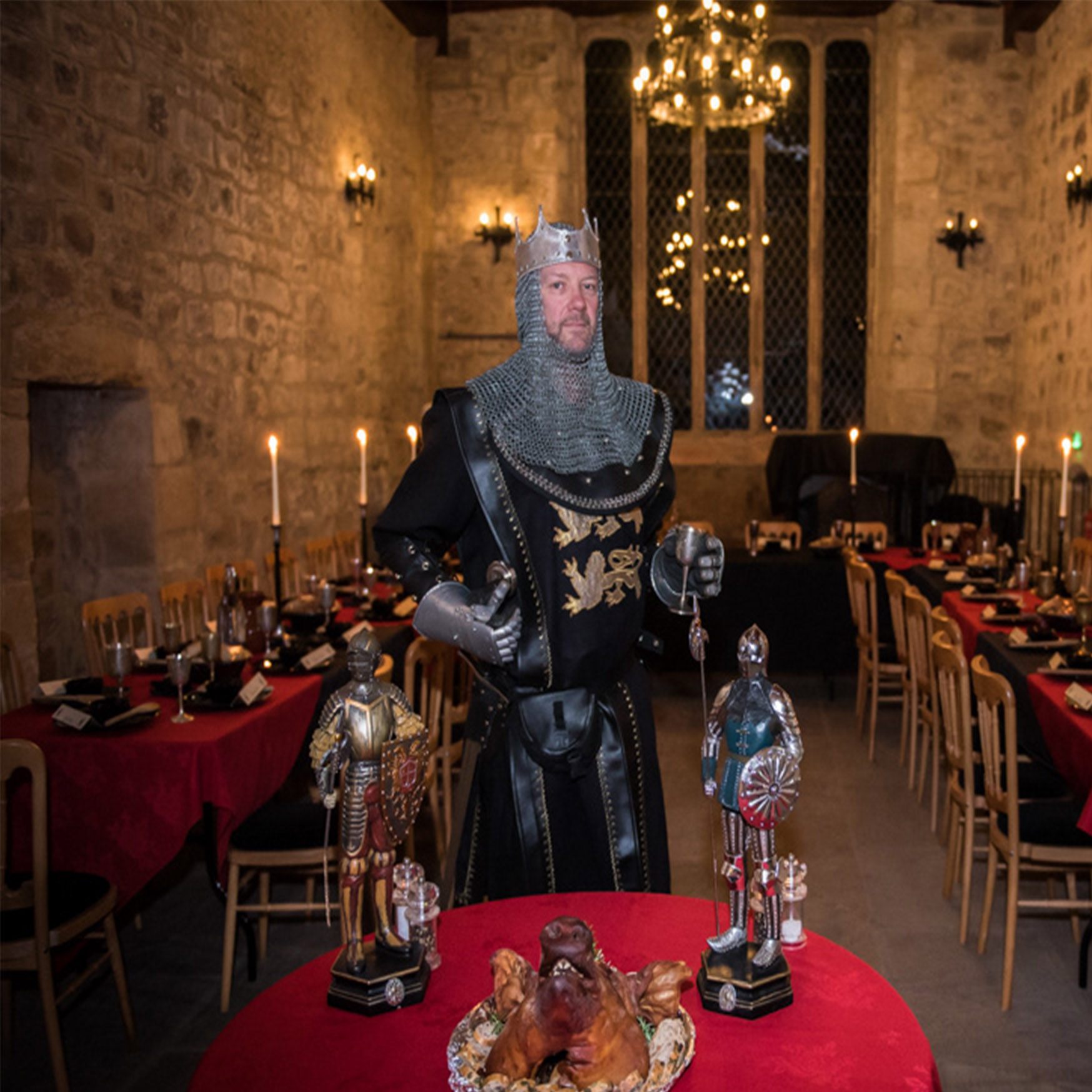 A man in a king attire inside the Chapel.